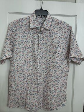 Peter Millar short-sleeve novelty. woven sport shirt size large